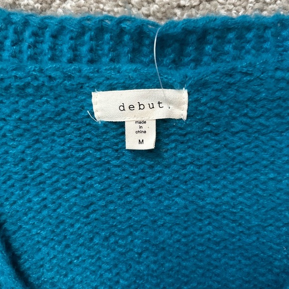 Teal Kids Cardigan with Floral Design - Picture 5 of 5